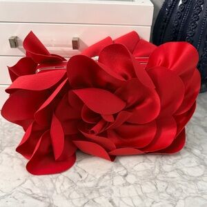 Sondra Roberts Red Satin Clutch